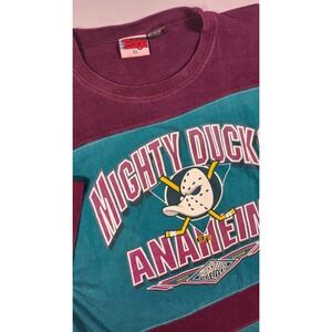 HTF Vintage 90s Mighty Ducks Anaheim NHL Pro Edge Shirt XL Boxy 3/4 Hockey 0054